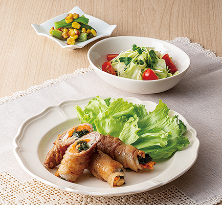 わかめとえのきの甘辛豚肉巻き