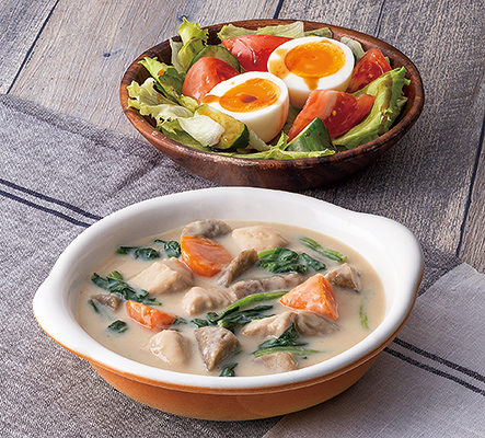 ほうれん草とごぼうの和風豆乳シチュー