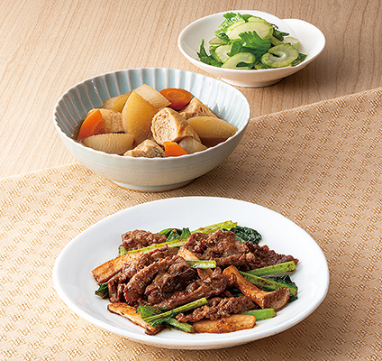 牛肉とエリンギのごまみそ炒め